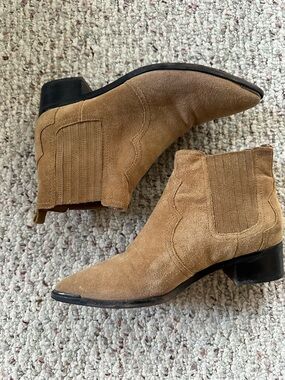 Marc Fisher Tan Suede Western Ankle Boots